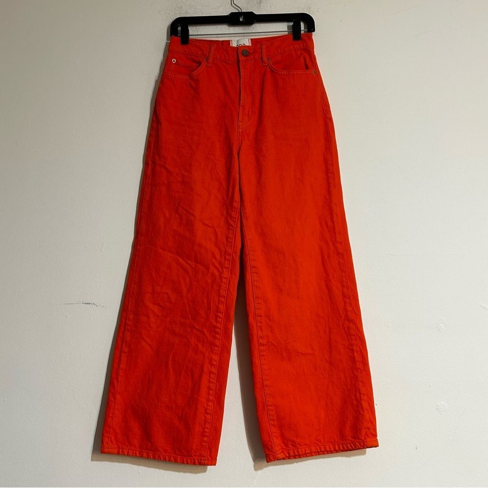 BDG Urban Outfitters High & Wide Leg Neon Orange Jeans Size 27 Festival Party